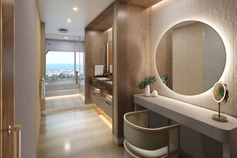 Spacious restroom with vanity, shower, and tub
