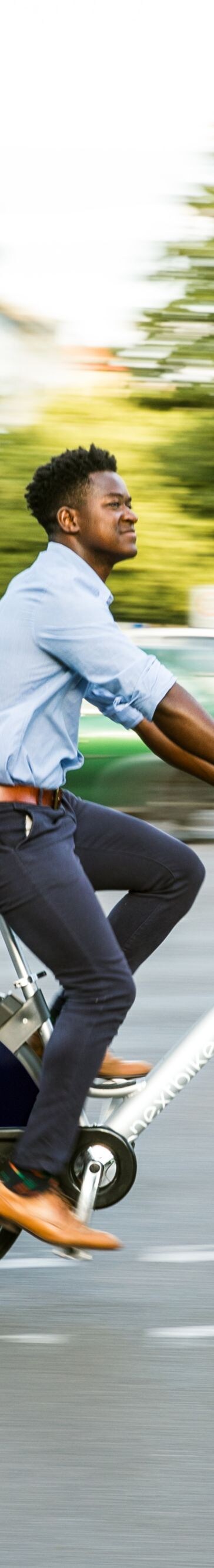 A man riding a smart bike