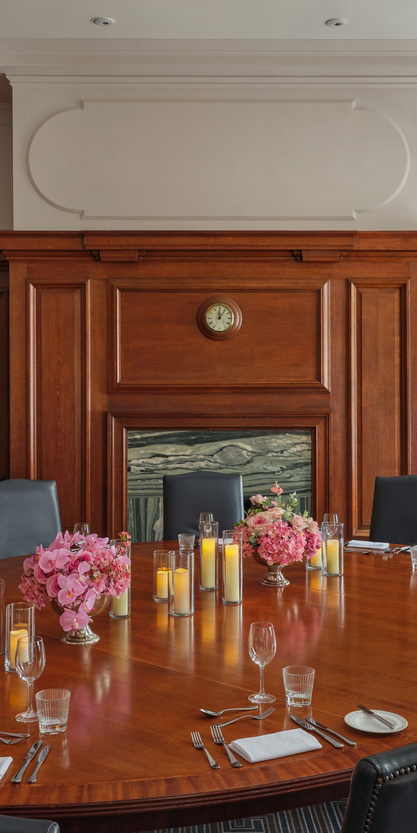Formal dinner setup in meeting room