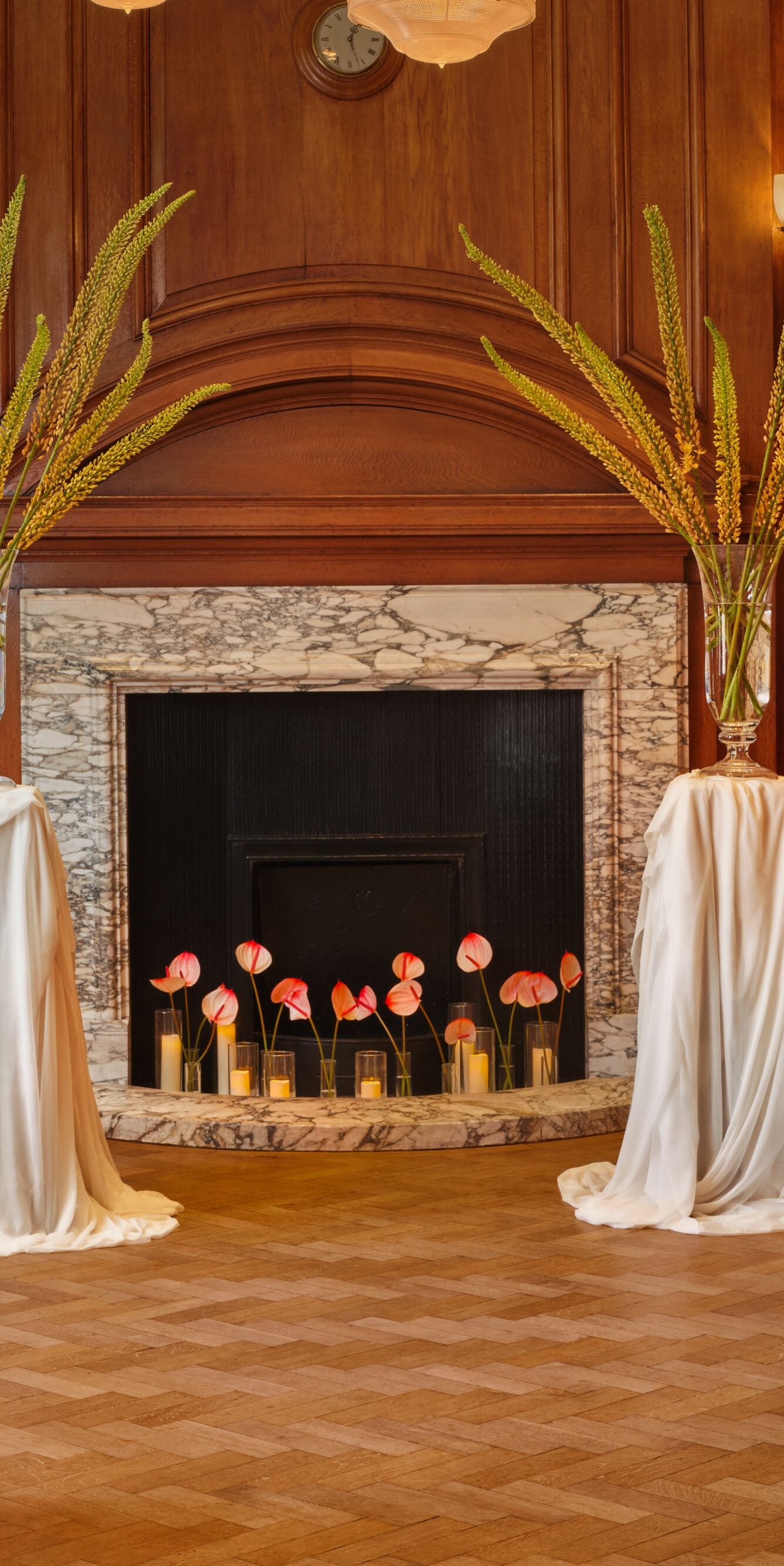 Wedding ceremony setup in event space