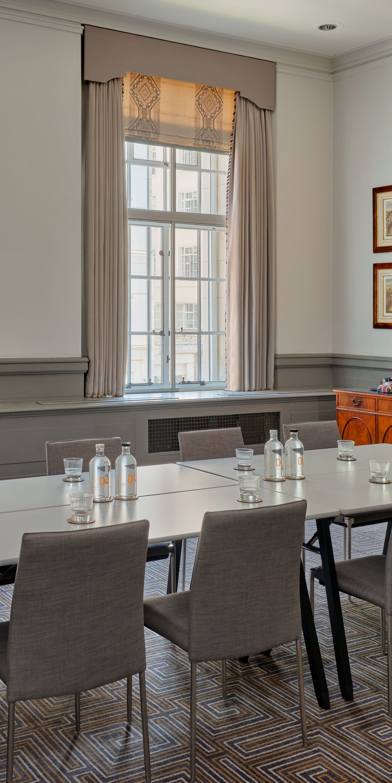 Boardroom meeting setup with table