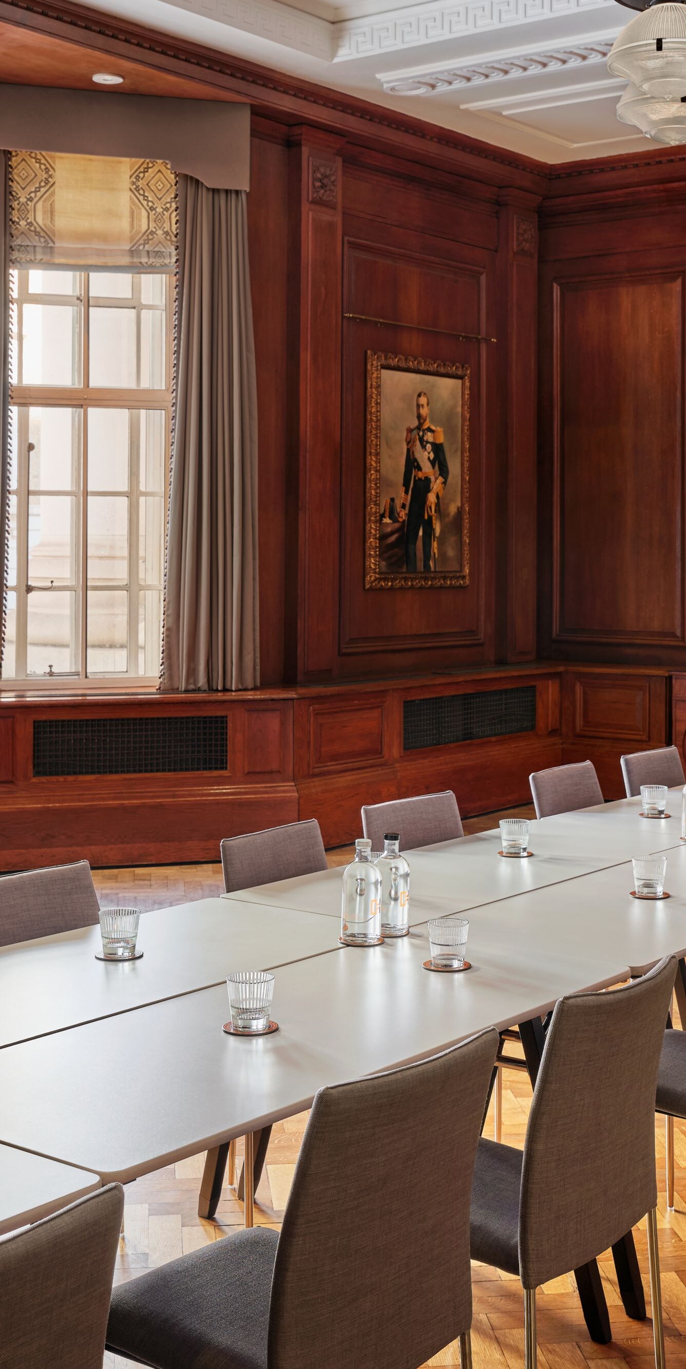Long conference table in boardroom