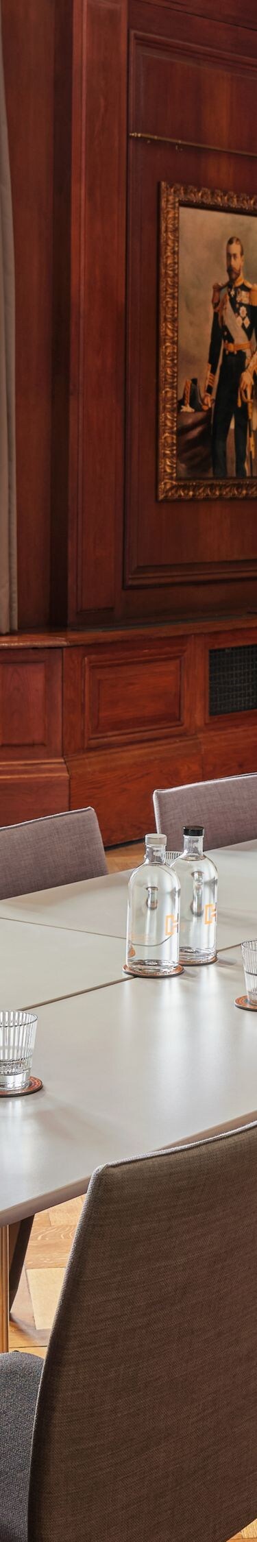 Long conference table in boardroom