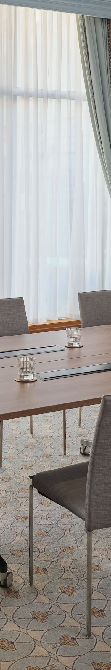 Boardroom table setup for meeting