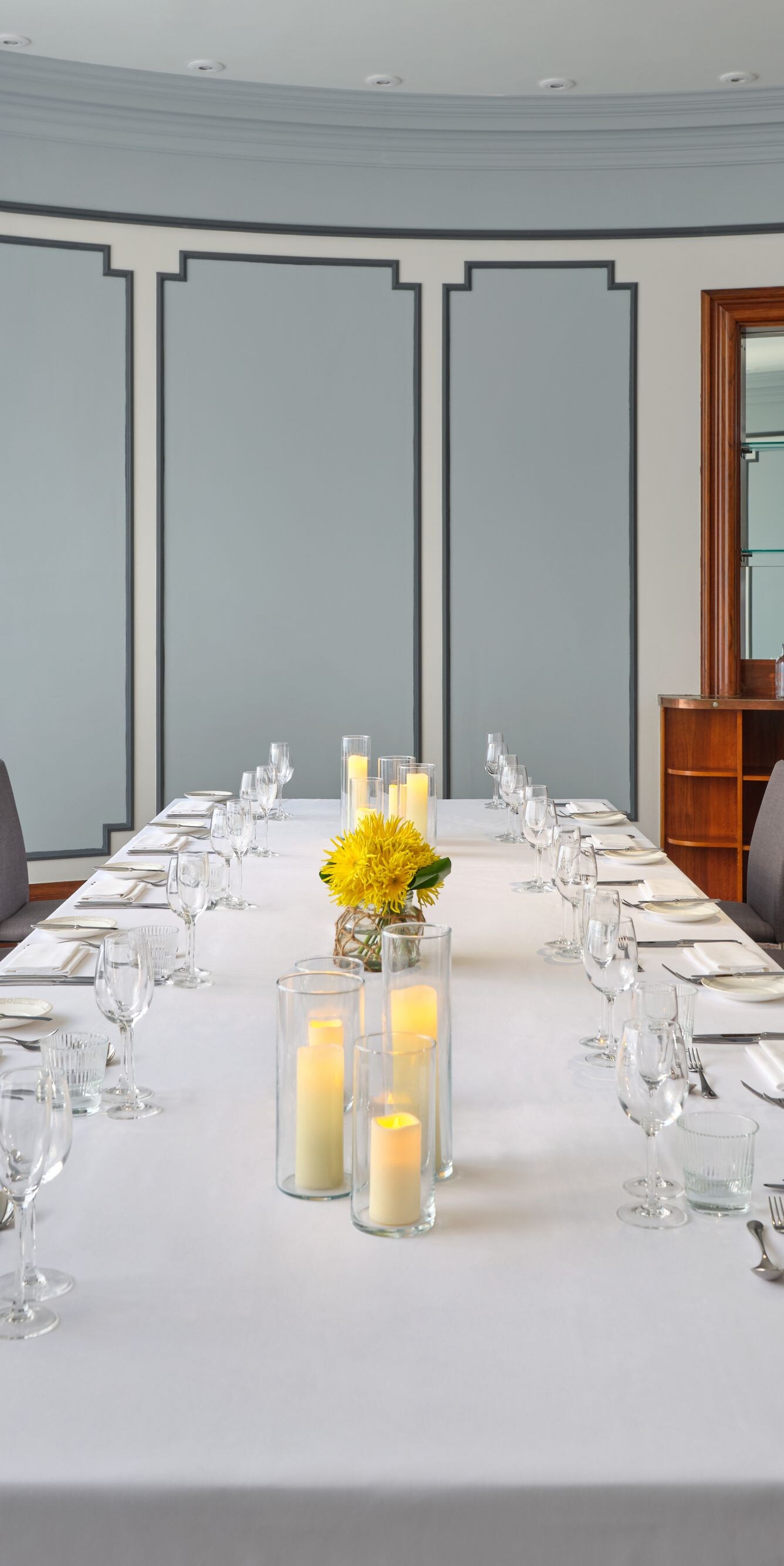 Dining tables prepared for event
