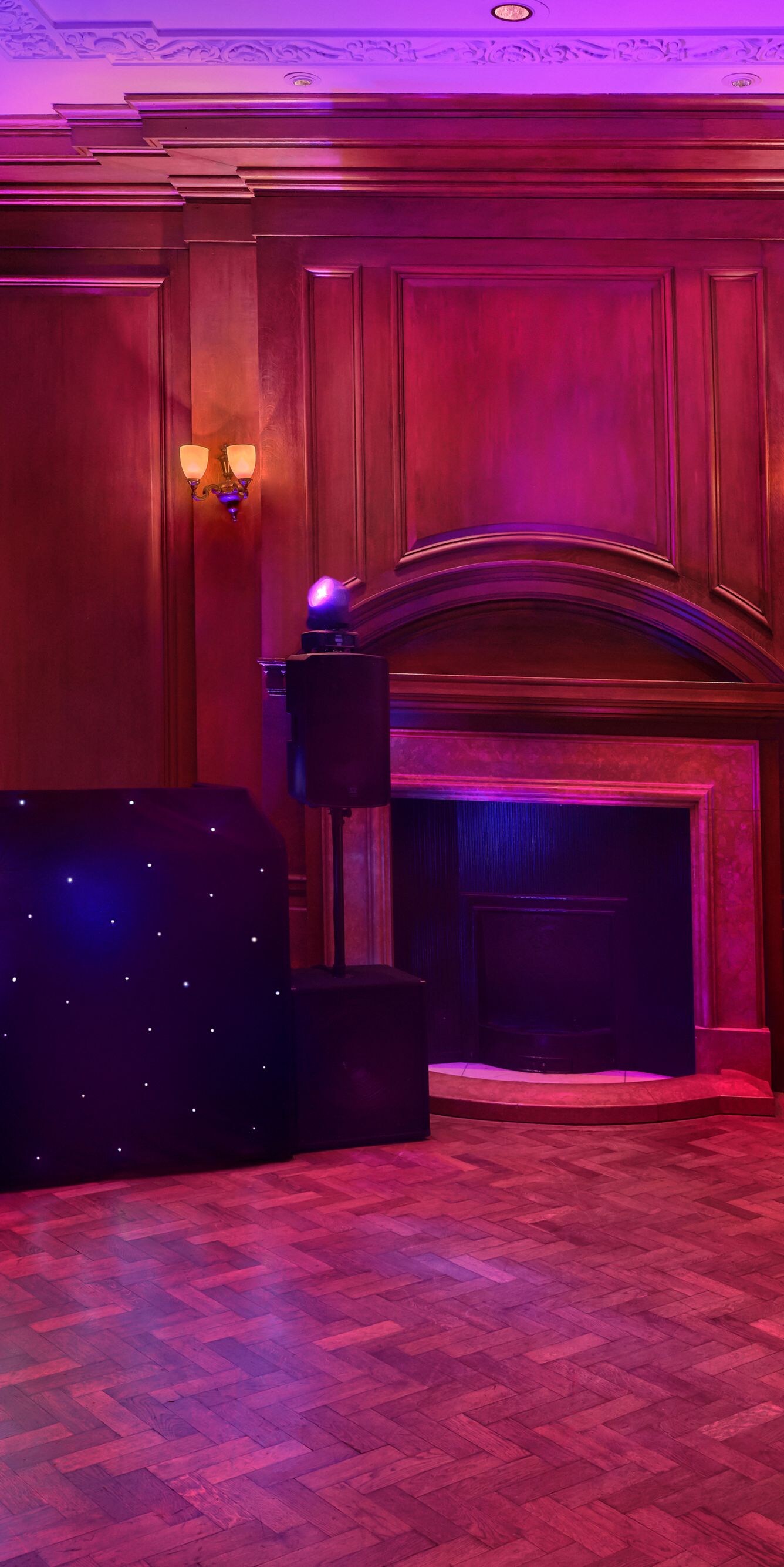 Dance floor prepared for event