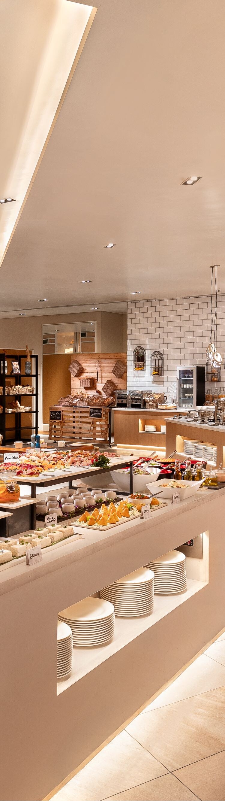 breakfast buffet with food options  