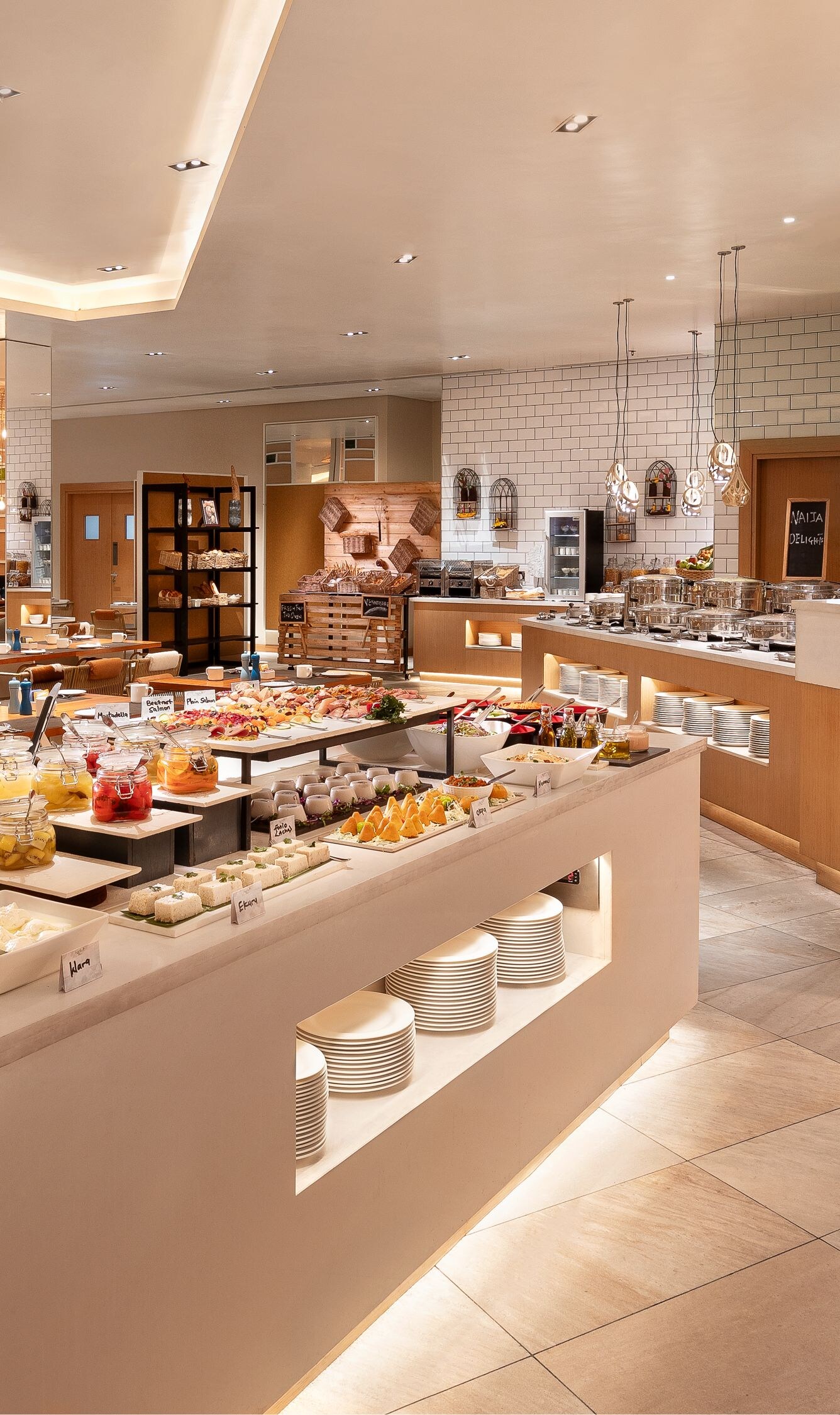 breakfast buffet with food options  