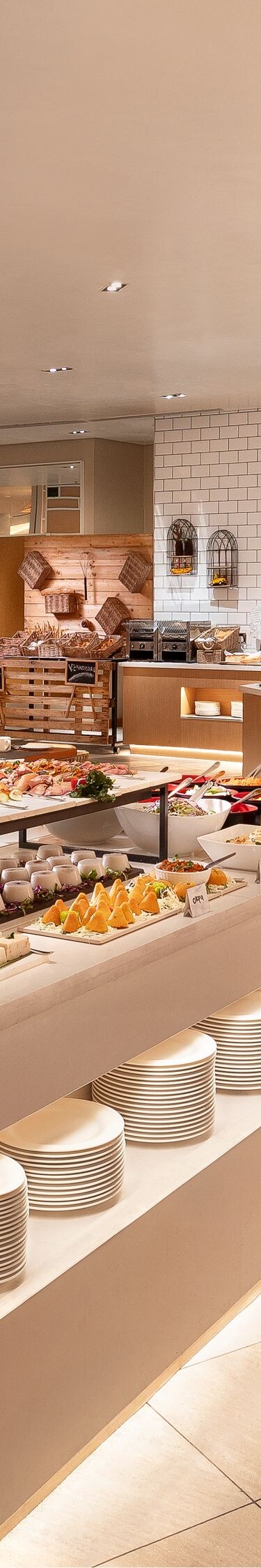 breakfast buffet with food options  