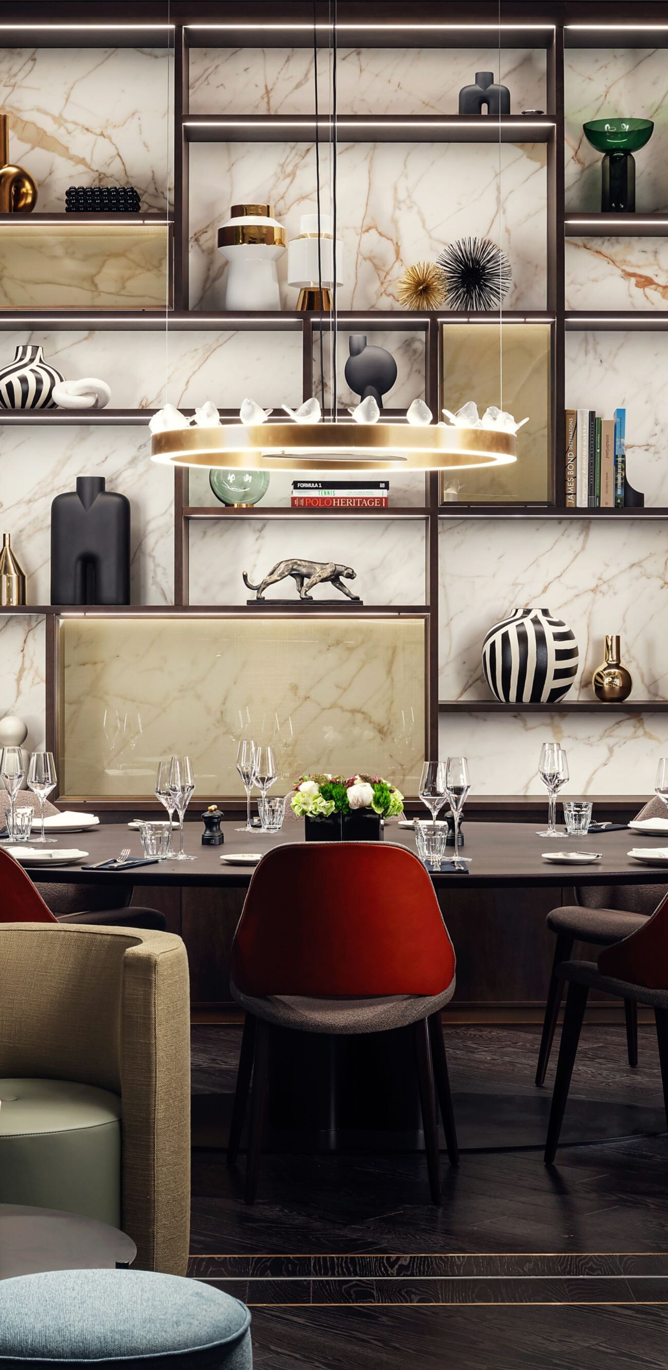Private dining room with modern decor