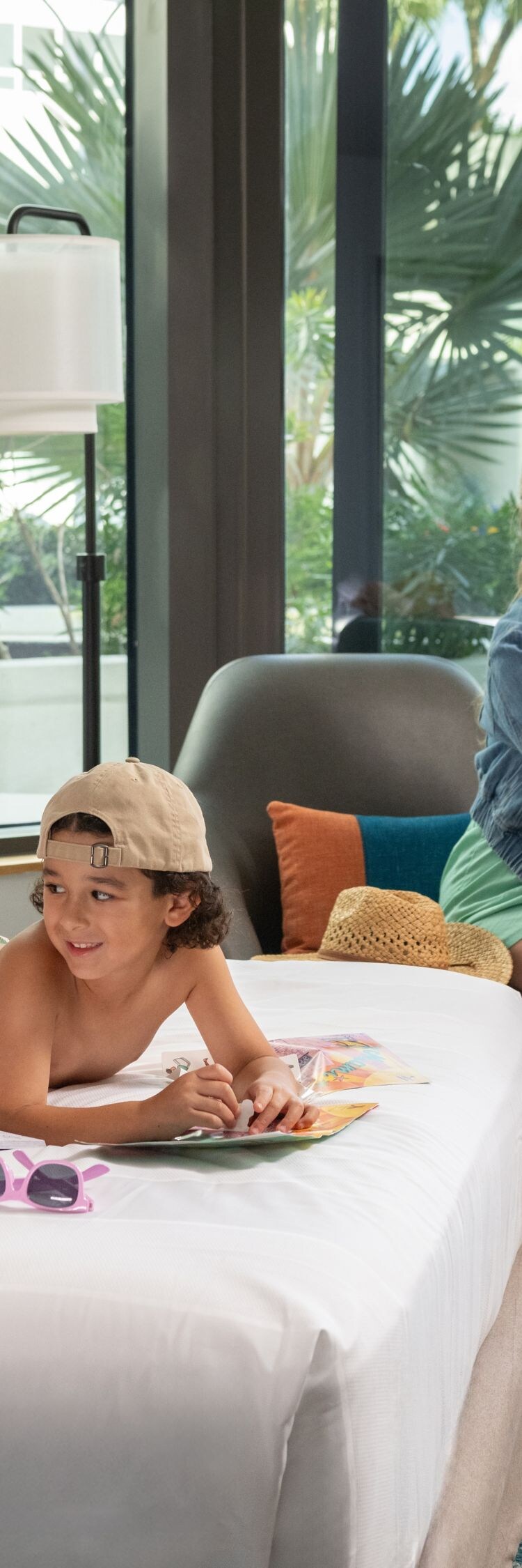 Family in guest room with private terrace