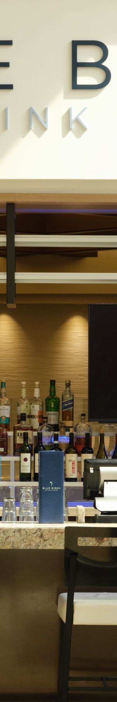 Bar counter and lounge seating