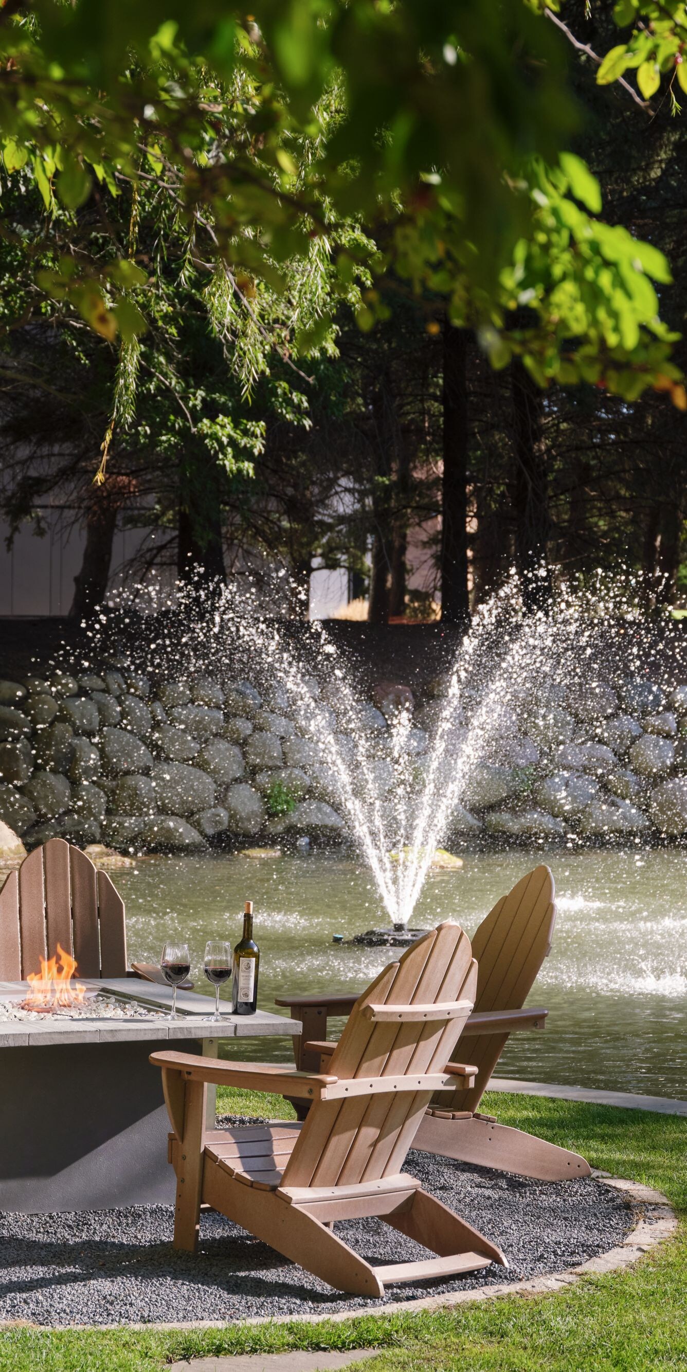 Firepit seating in outdoor garden