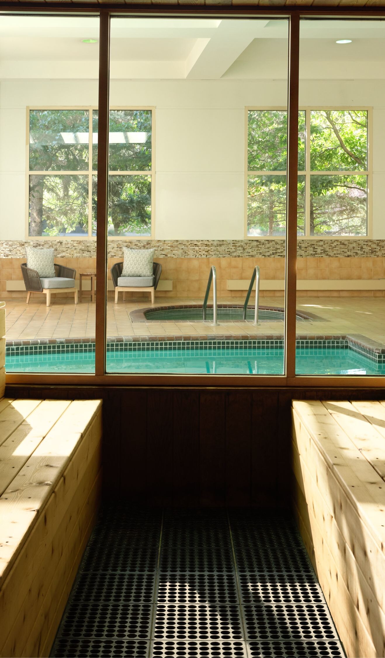 Wooden sauna room interior