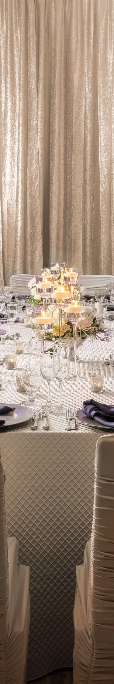 Head table arranged in ballroom