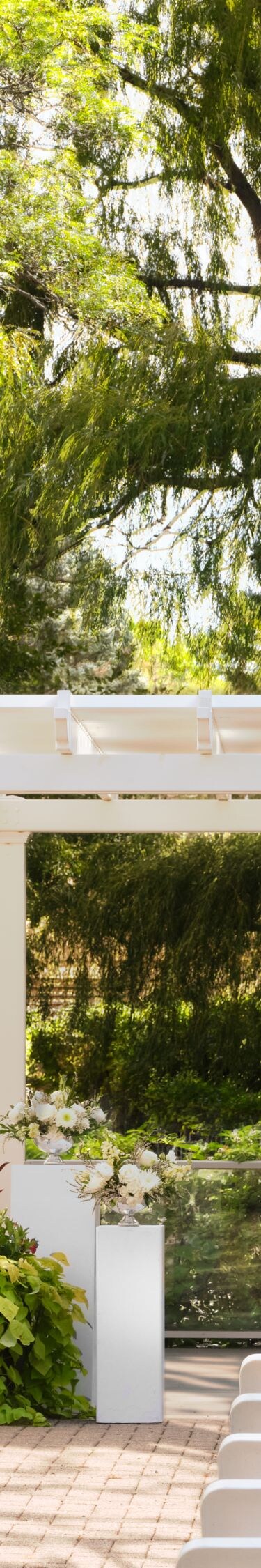 Outdoor wedding arch and lawn