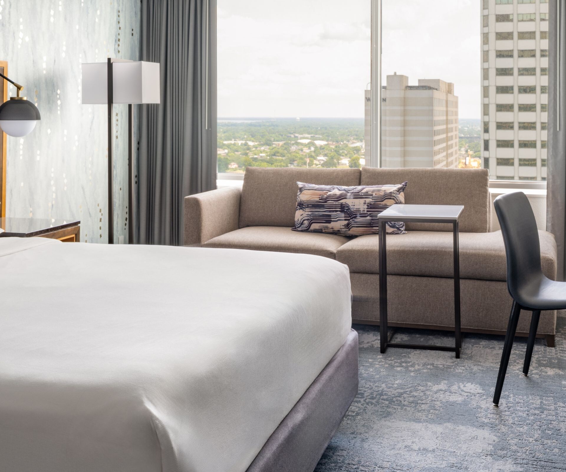 Contemporary guest room featuring a king bed