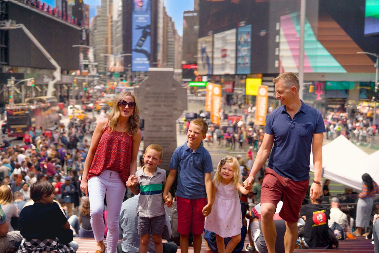 Una familia en Times Square