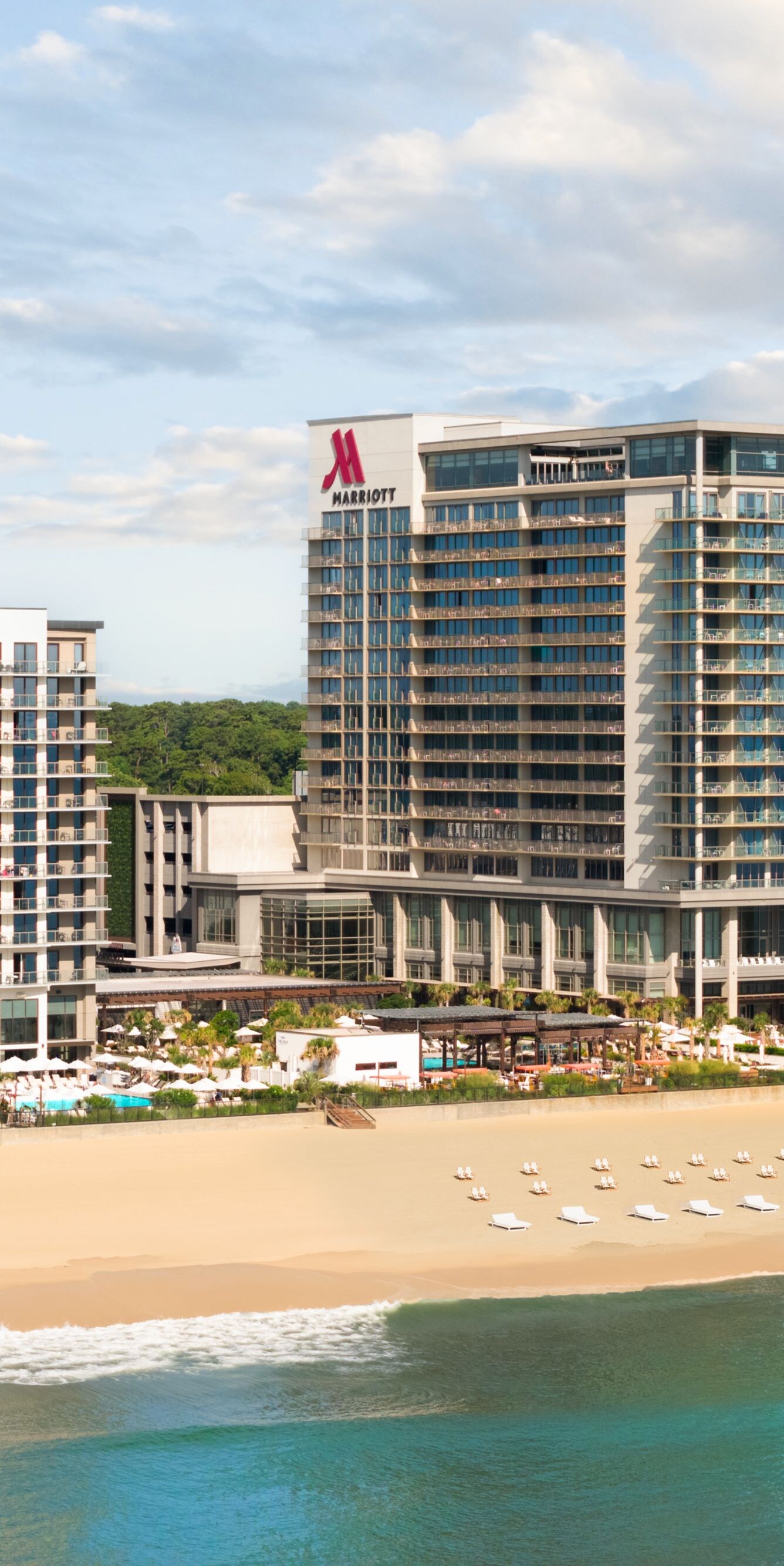 Aerial view of beachfront resort