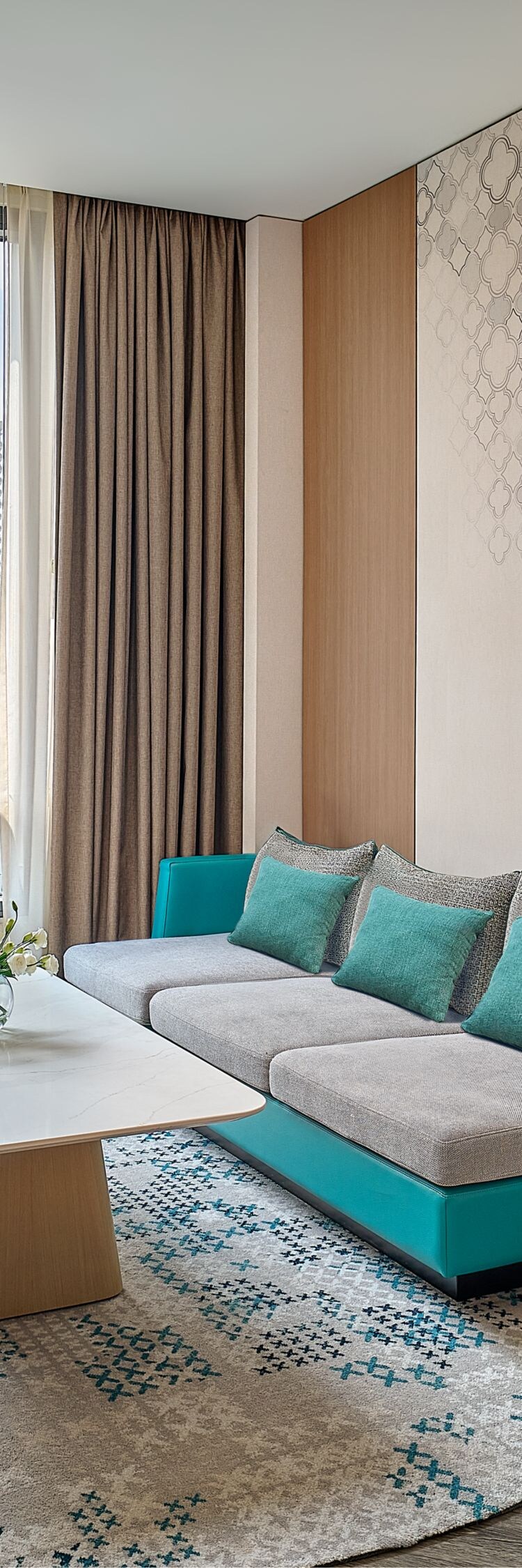 Living room, Sofa, TV, City view