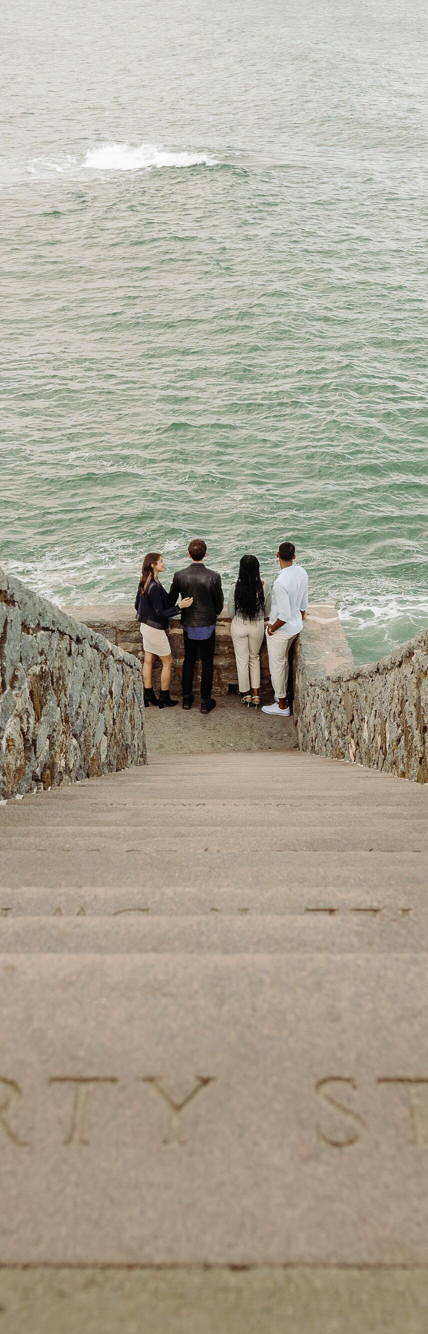 Two Couples at the bottom of Forty Steps