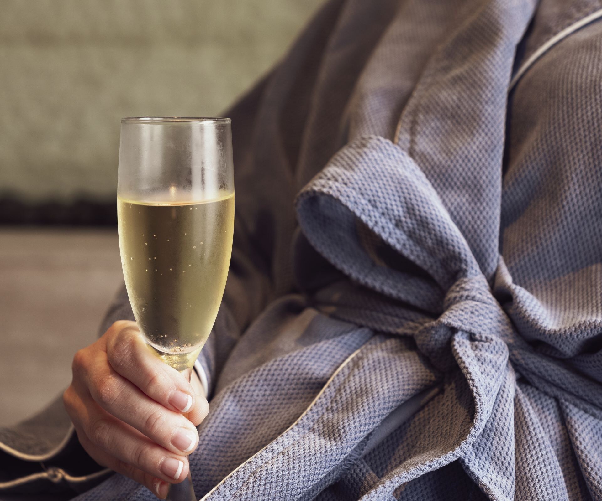 Glass of champagne at the Spa
