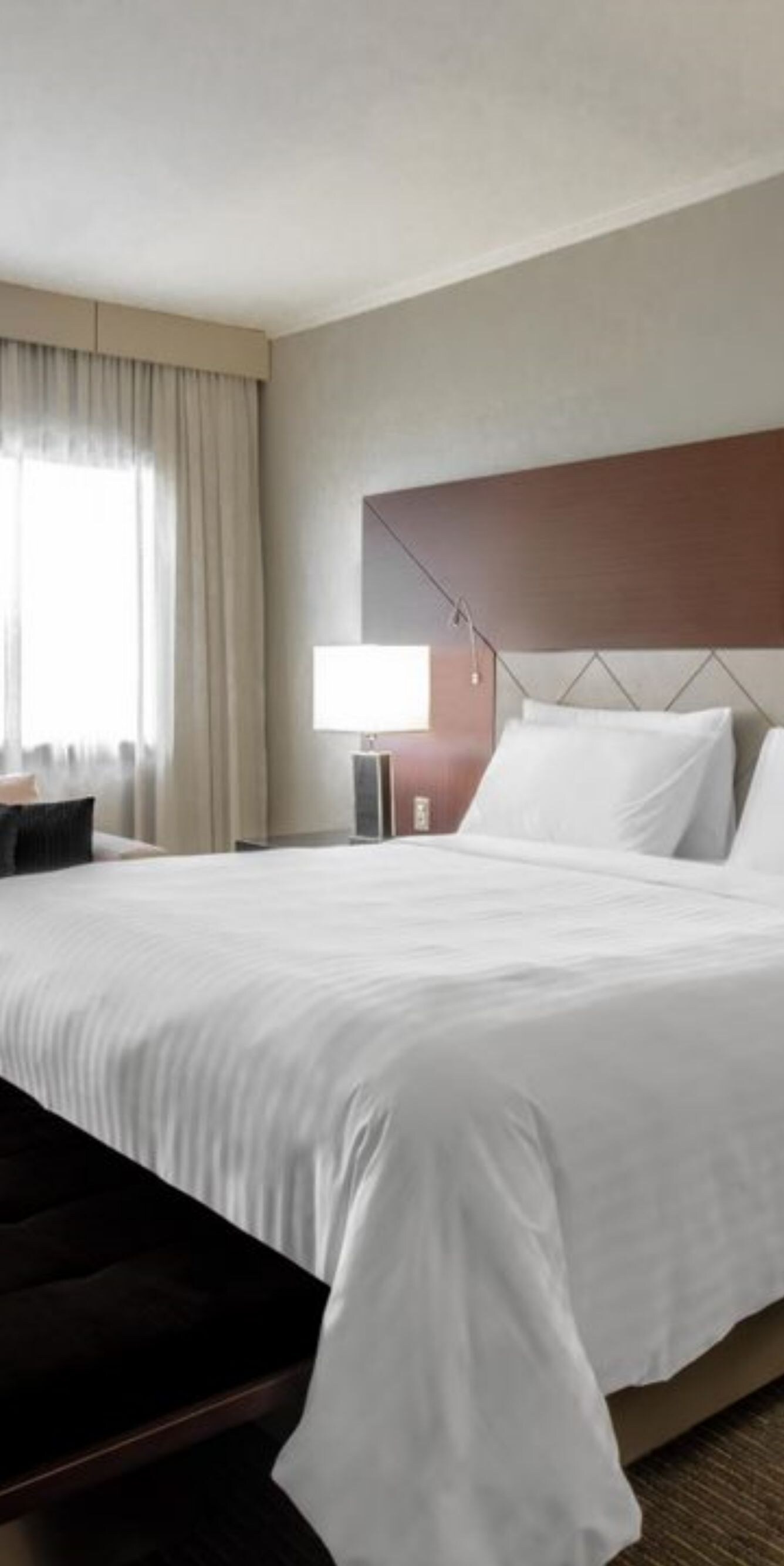 Spacious master suite with bed and seating area