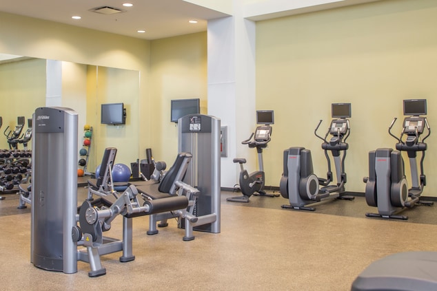 Fitness center with workout machines