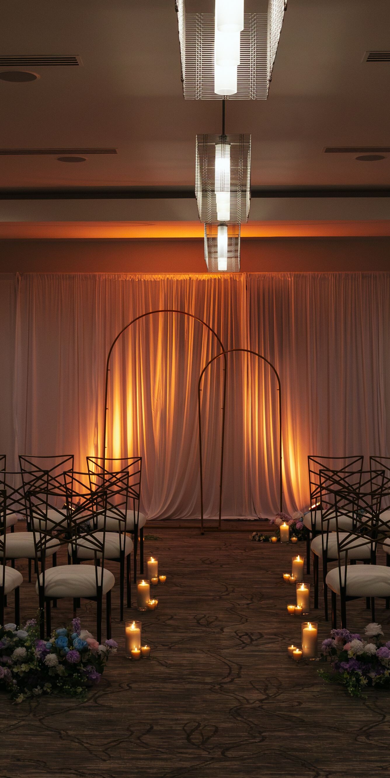 Event space with wedding ceremony setup