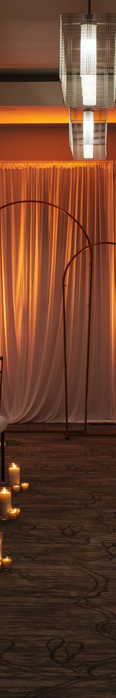 Event space with wedding ceremony setup