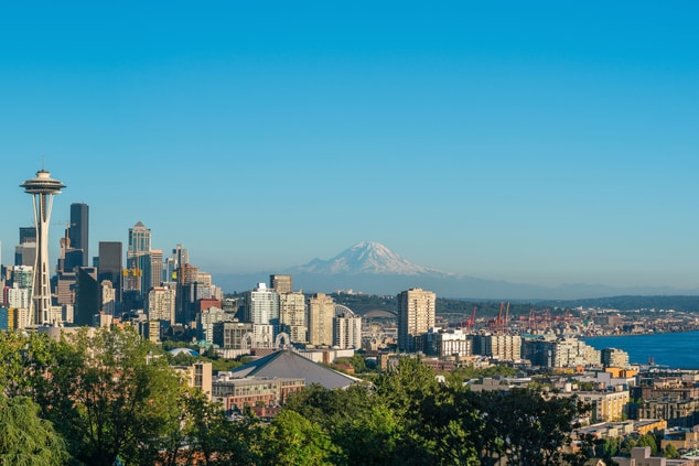 A view of attractions and skyline in Seattle, WA