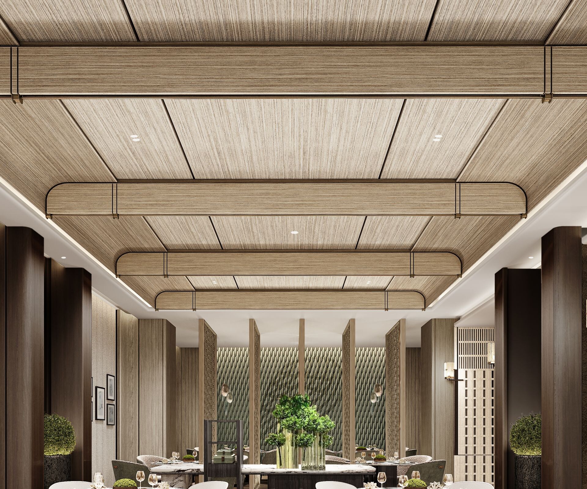 Restaurant with round tables and decor