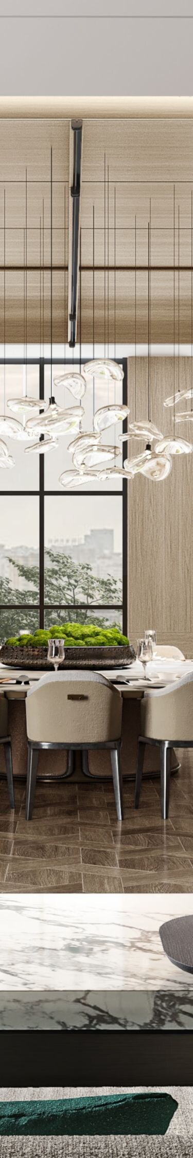 Private dining suite with marble table