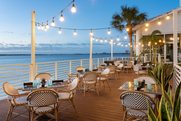Waterfront patio dining.