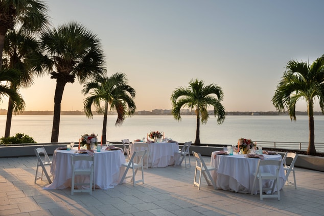Outdoor Tables with Palm Trees
