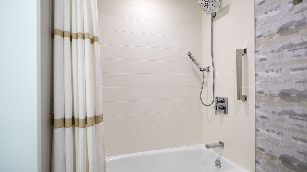 Guest bathroom with roll-in shower