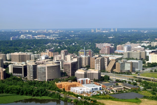Aerial view of Arlington, VA