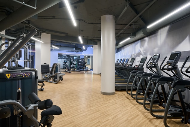 Spacious fitness center with modern equipment