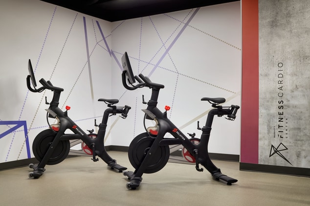 Fitness center with Peloton.