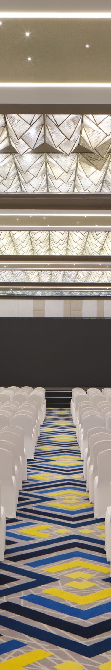 Ballroom with theater seating and lighting