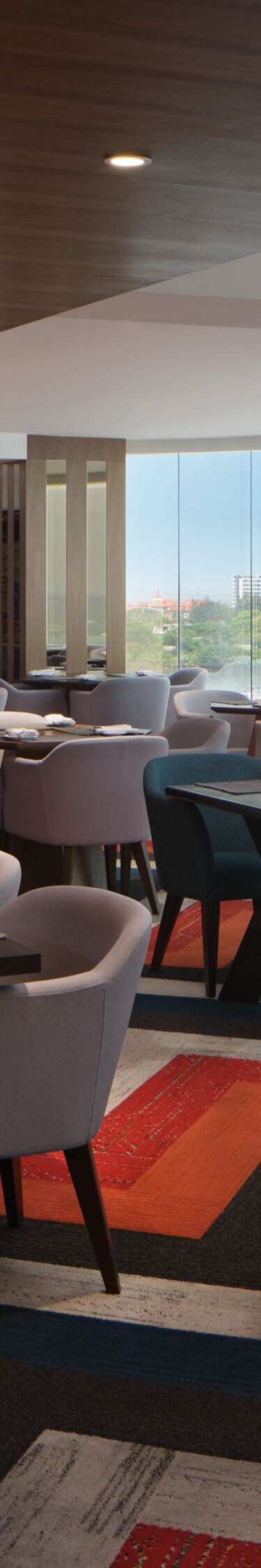 Restaurant with sea views and modern decor