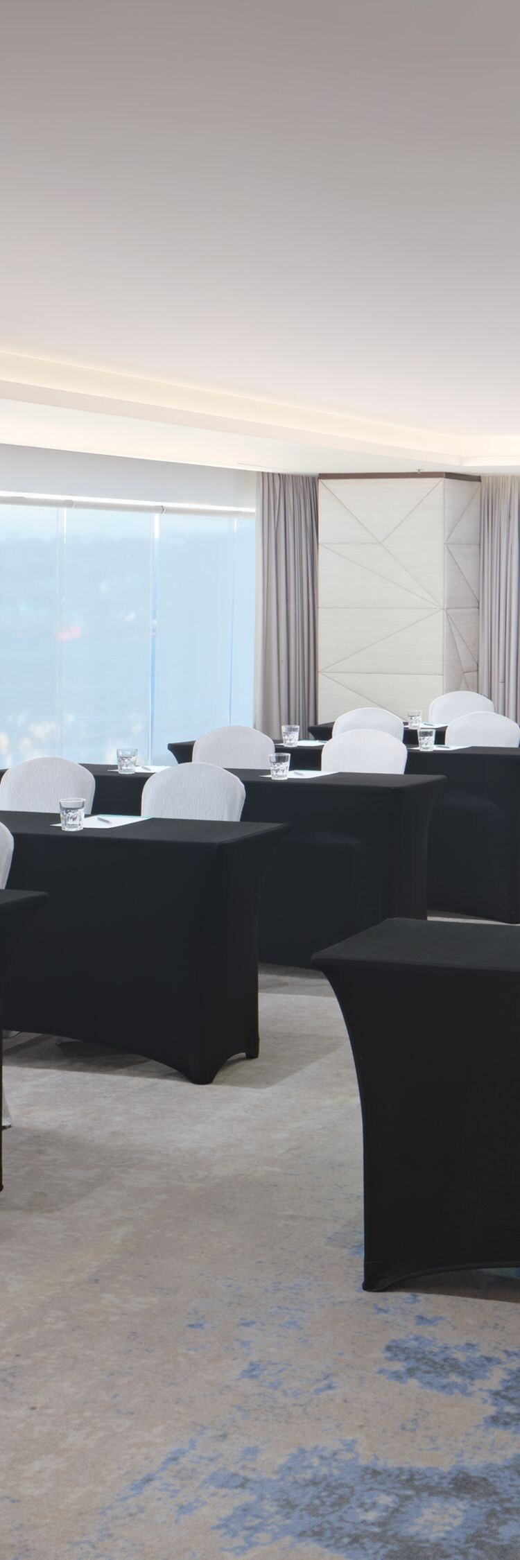 Meeting room with classroom setup and views