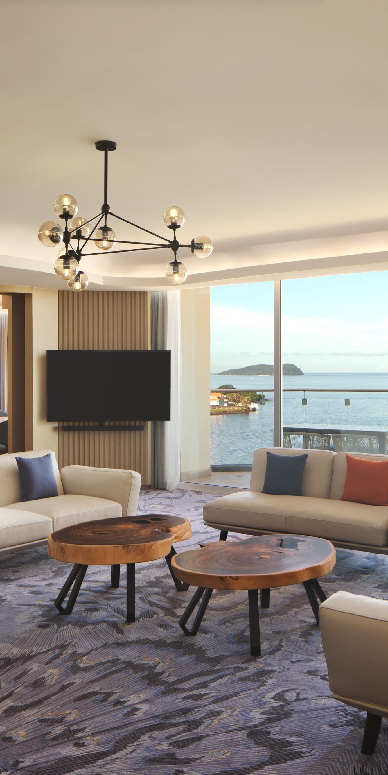 Suite living area with sea view terrace