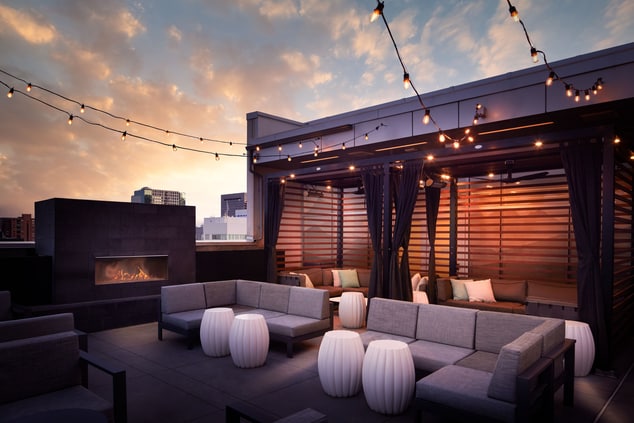 seating at rooftop bar