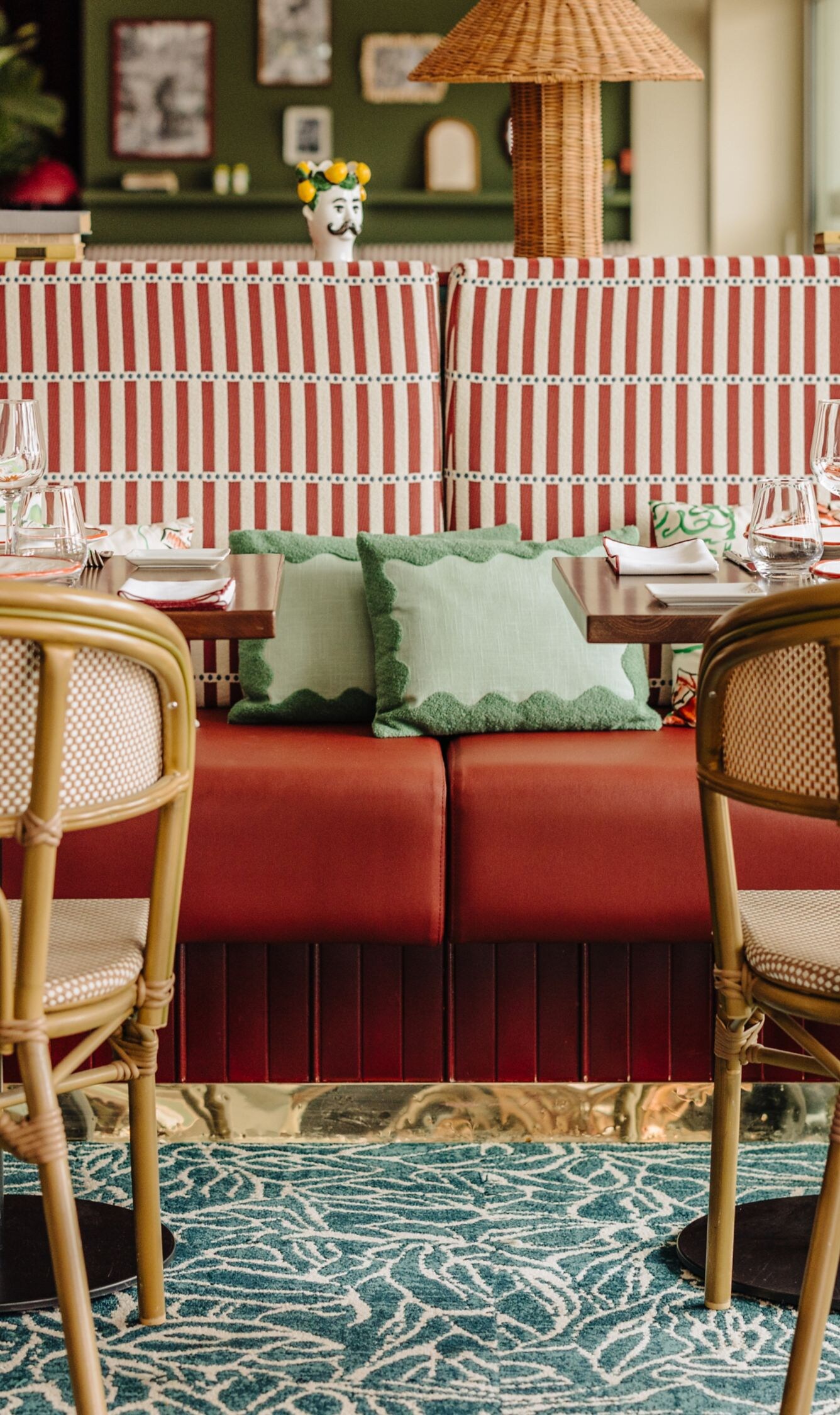 Restaurant booth seating area
