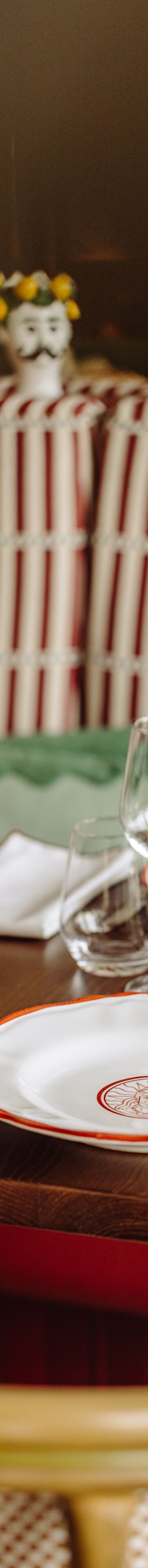 Restaurant table with Italian decor