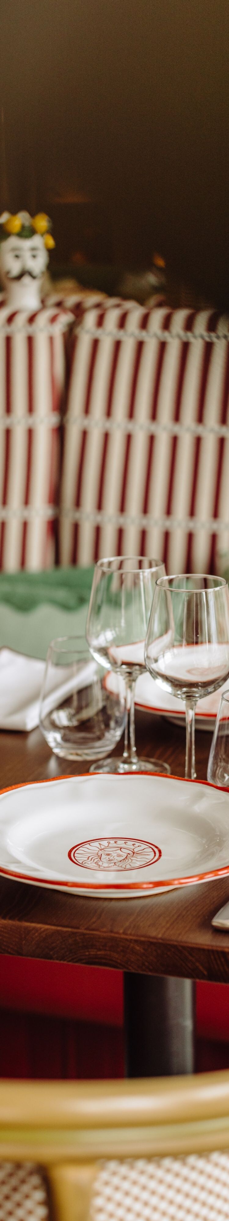 Restaurant table with Italian decor