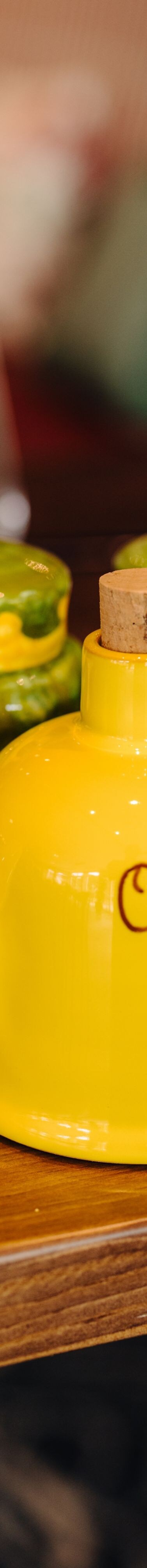 Olive oil cruet on restaurant table