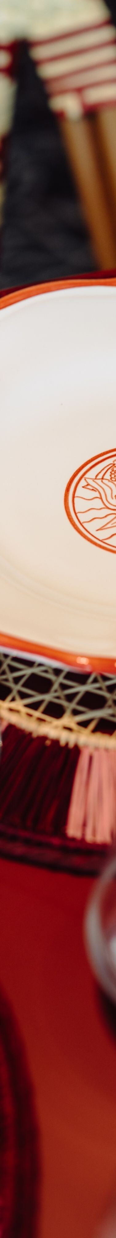 Italian table setting with ceramic plate