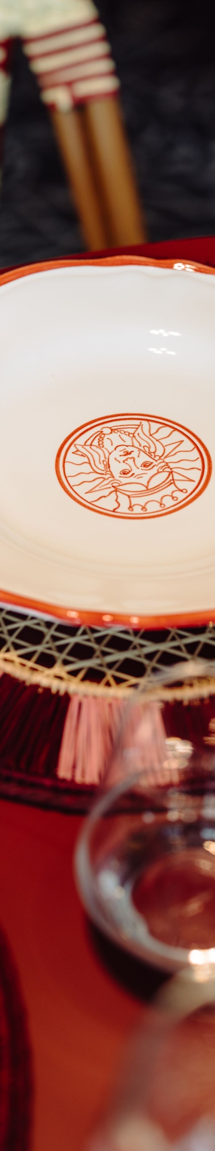 Italian table setting with ceramic plate